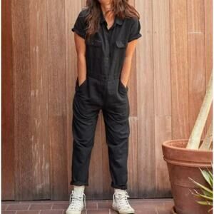 OUTERKNOWN Black S.E.A. Cotton / Linen Blend Utility Jumpsuit Boilersuit Medium